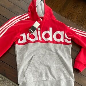 NWTAdidas Red and Gray Pullover hoodie